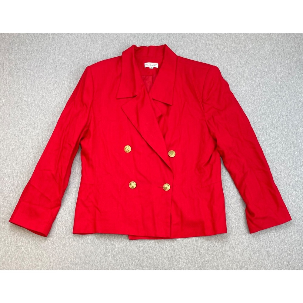 Talbots Blazer Womens 18 Red Double Breast Gold Button Lined Made In USA